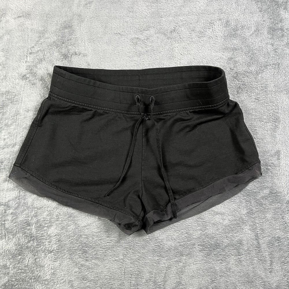 Victoria Sport Loungewear Shorts Women S Black Fleece Lined Mesh Trim Drawstring